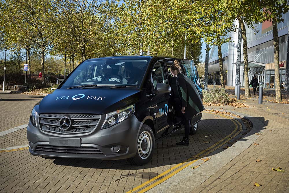 Van belonging to microtransit operator, Via, allows woman to board in Montpelier, VT