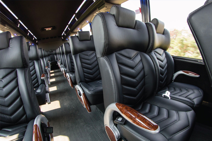 Picture of the inside of a coach bus