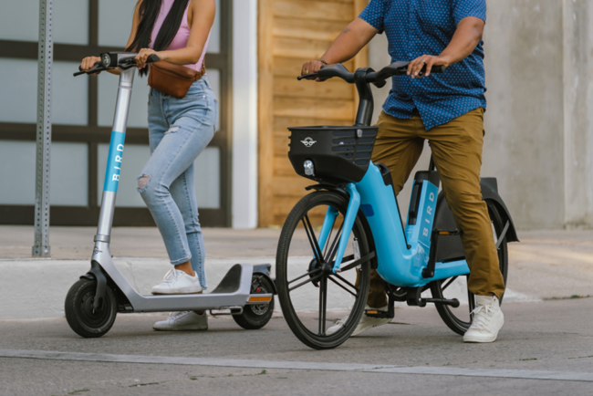 Image of Bird e-scooter and e-bike