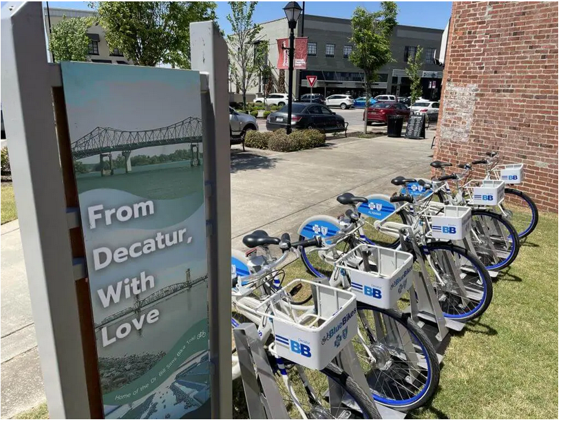 Image of Blue Bikes at docking station