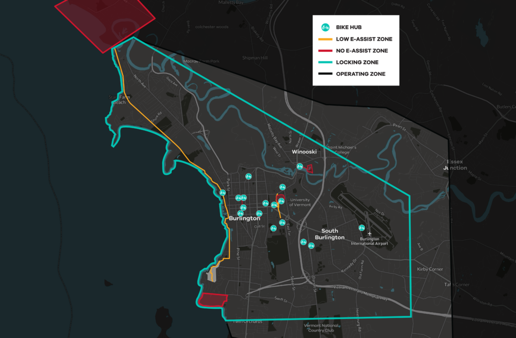 Map of Greenride Bikeshare Service Area