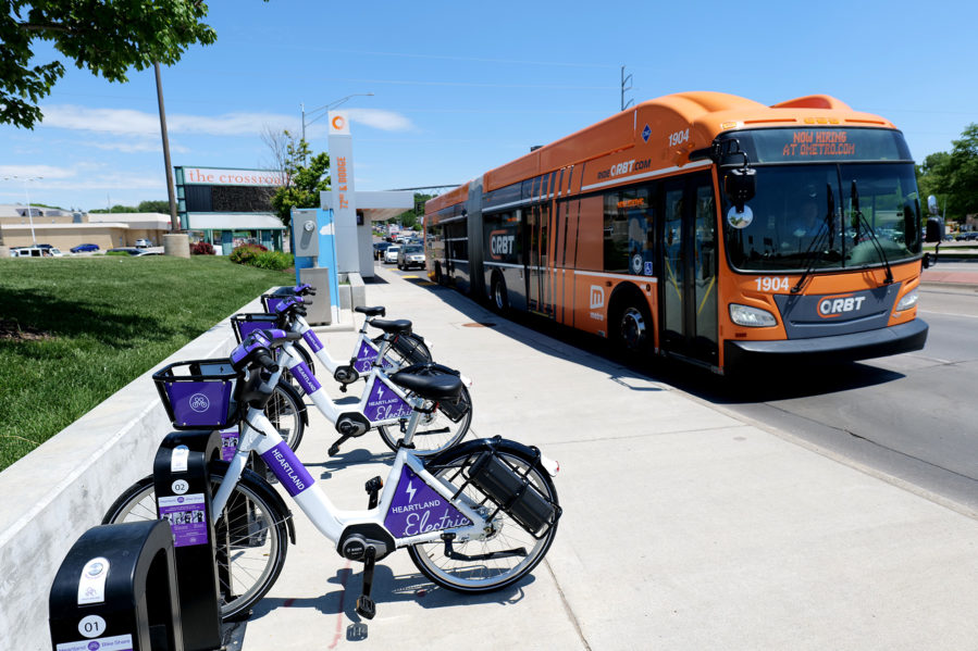 Image of Heartland Bike Share docking station at ORBT station