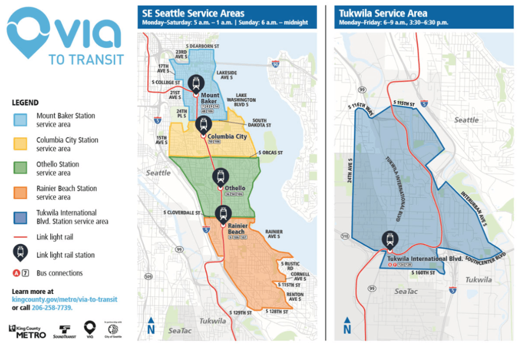 Map of the Seattle Via Service Area.