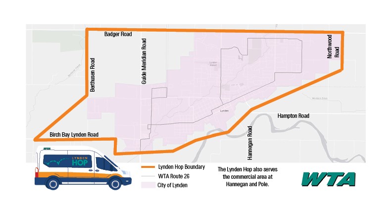 Map of Lynden Hop service area