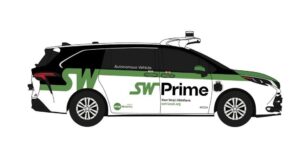 A SW Prime vehicle equipped with autonomous vehicle technology. 
