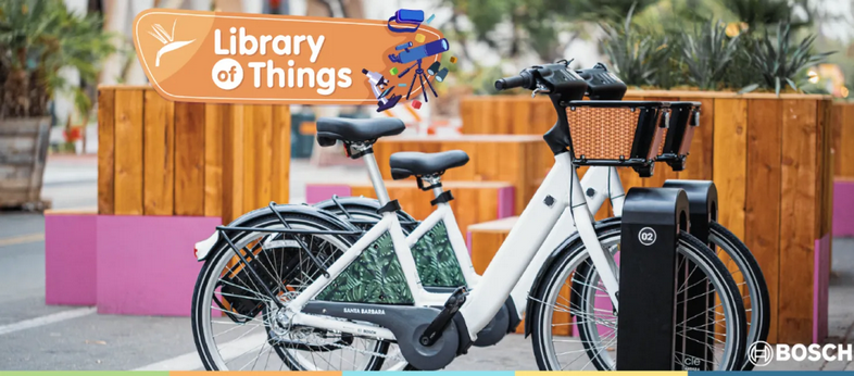 Image representing the Library of Things program with Santa Barbara BCycle bikes