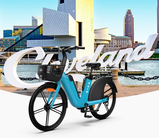 Promotional image of Bird e-bike expansion to Cleveland
