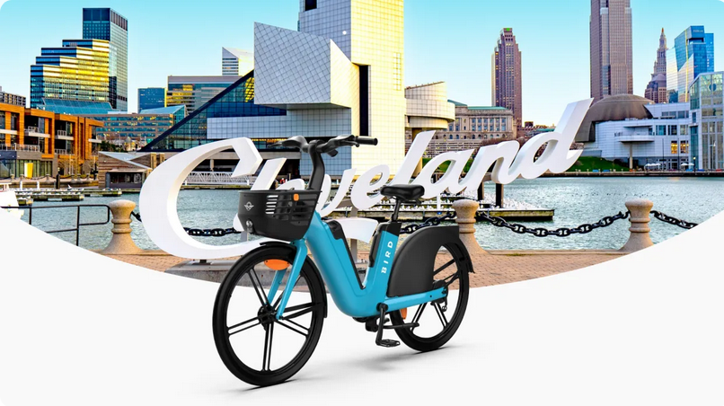 Promotional image of Bird e-bike expansion to Cleveland