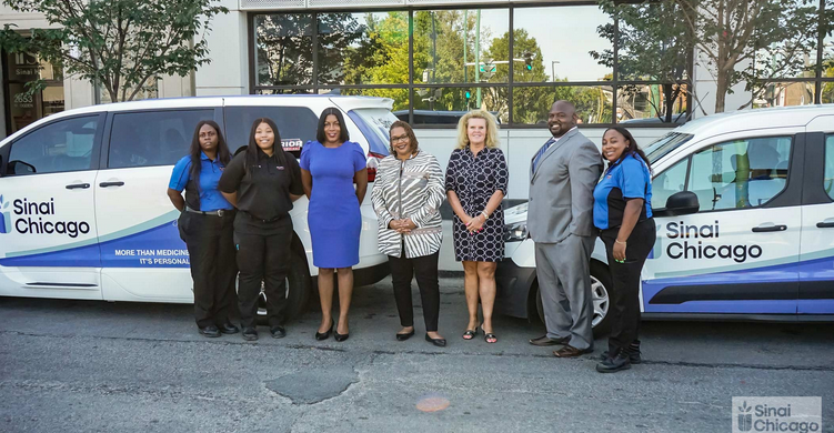 Image of photo op promoting new Sinai Chicago non-emergency medical transportation service