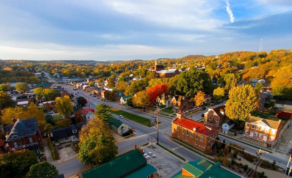 Aerial photo of small town