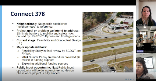 Zoom presentation with a slide of an image of a highway and Connect 378