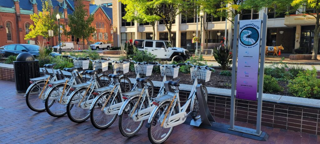Image of SusqueCycle bicycles at docking station
