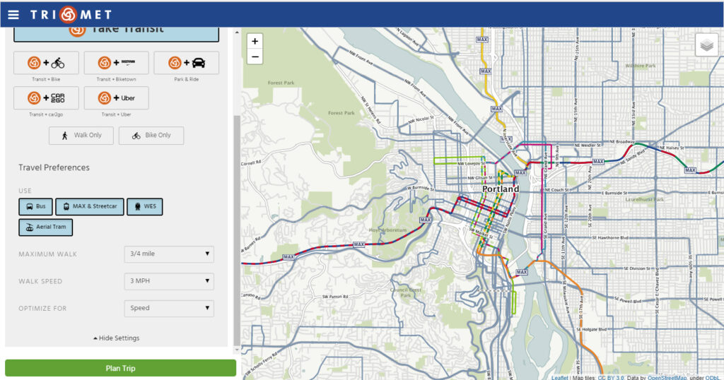 trip planner trimet portland