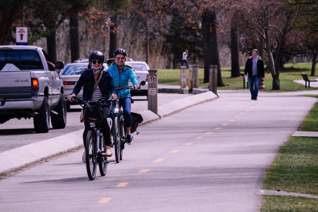 Photo of bicyclists riding in a bike lane