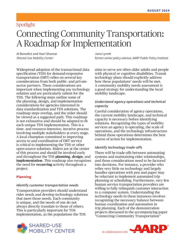 First page of the Roadmap for Implementation supporting document