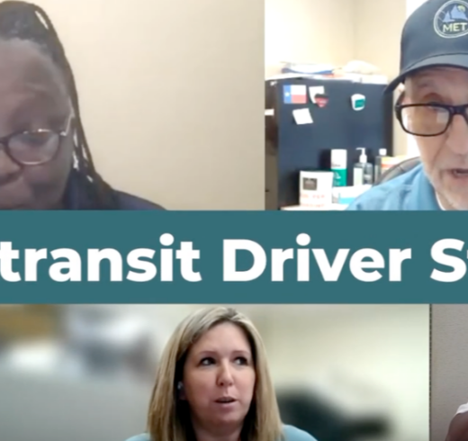 a collage of five different faces with the words "Microtransit Driver Stories" in the middle