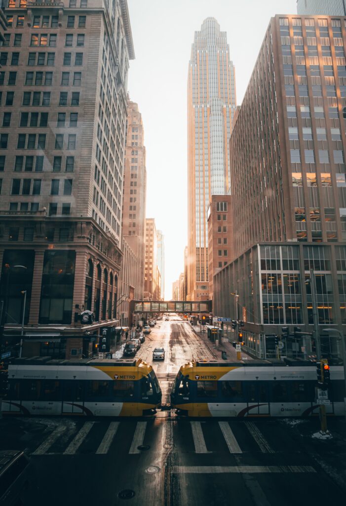 Image of Minneapolis street with Metro light rail