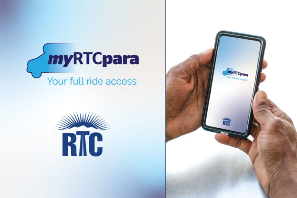 Image of myRTCpara and individual using myRTCpara app on their phone