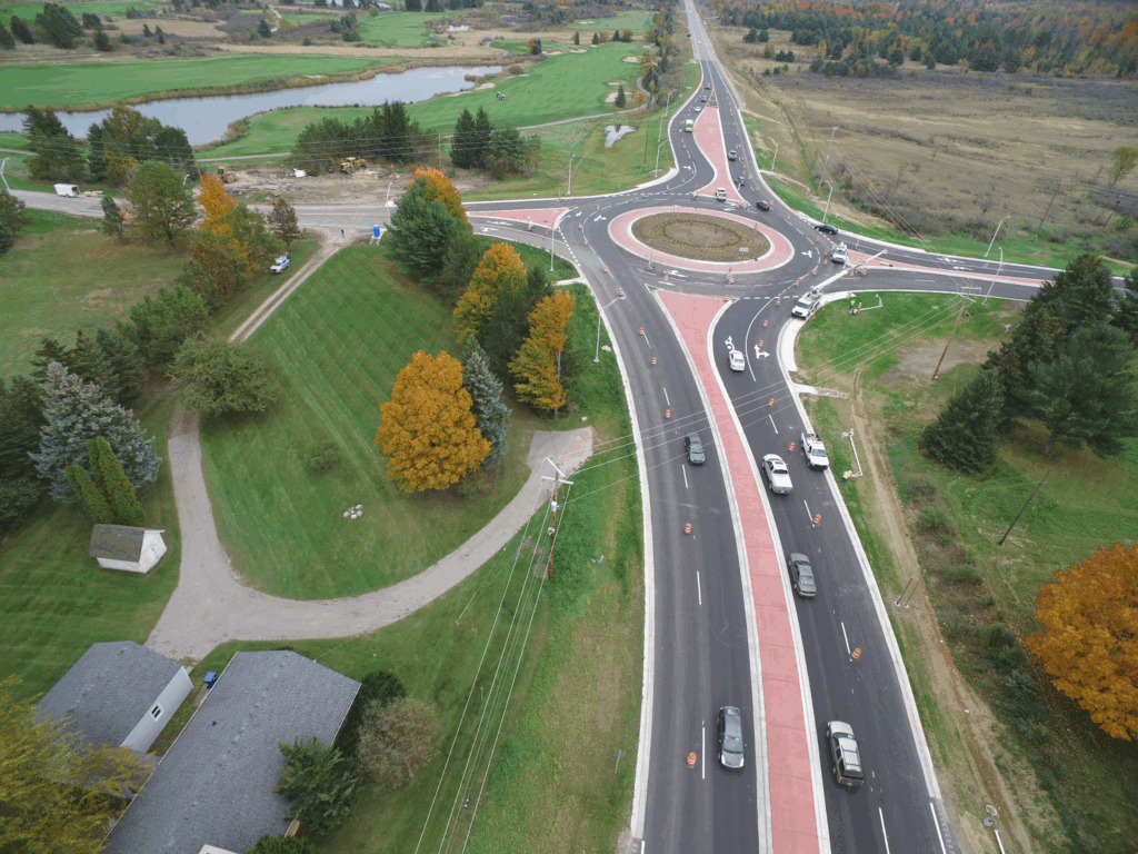 aerial view of a traffic circle